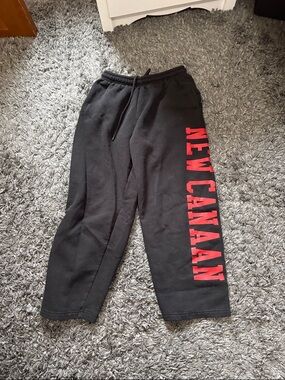New Canaan Black Sweatpants with Red Logo